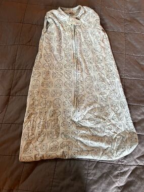 Light Blue Organic Cotton Owl-Print Sleep Sack